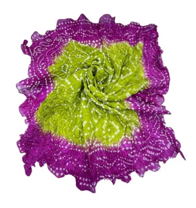 Crinkle quadratischer Schal grün lila 24 x 27 cm Damen - Bild 1 von 10