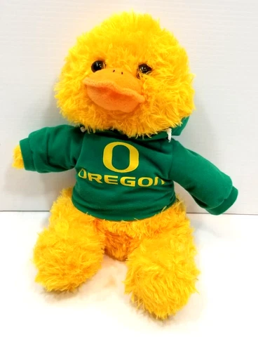 University of Oregon Yellow Duck Plush w Green Shirt Hoodie 11" Stuffed Animal Cover