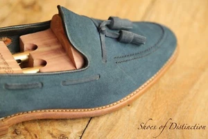 Scarpe mocassini uomo Joseph Cheaney blu scamosciato con nappe UK 8,5 F US 9,5 EU 42,5 - Foto 1 di 11