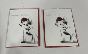 2 Papyrus Happy Christmas Card & Merry New Year Cute Dog - Picture 1 of 1