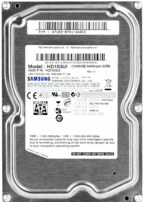 Hdd Samsung 1tb Spinpoint Ecogreen F1 Hd103ui 32mb 7200rpm Sata Ii 3.5'' Inch - Image 1 of 3