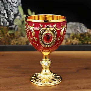 Gold Red Chalice Goblet Delicate Retro Wine Cup Medieval Goblet Alloy Medieval - Picture 1 of 33