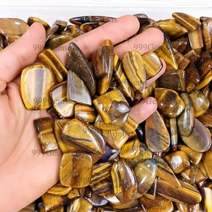 10 Pcs Natural Yellow Golden Tiger Eye Mix Shape Cabochon Flat Back Lot 15-40mm - Picture 1 of 9