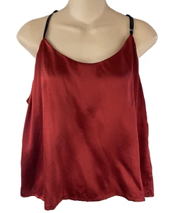 SILKSILKY 100% Silk Camisole Cami Tank Top XL Red Y-Back Racer Strap Adjustable - Picture 1 of 15