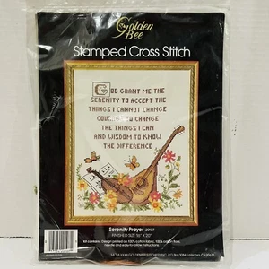 Vintage 1983 Golden Bee Serenity Prayer Stamped Cross Stitch Kit 20107 16" x 20" - Picture 1 of 3
