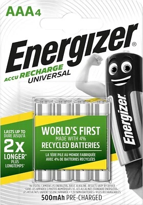 Pile rechargeable AAA Energizer LR03 HR03 500mAh lot de 4 piles 500 mAh
