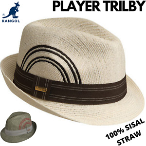 KANGOL Ashton Braid Player Trilby Hat 100% Sisal Fedora Brim Cap K0571FA