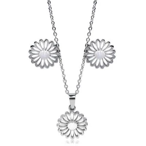 Edelstahl Anhänger Ohrring Set florales Design silberfarben poliert elegant - Bild 1 von 1