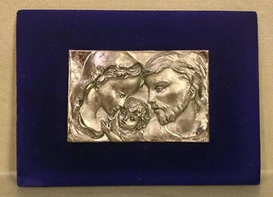 Placa religiosa de la Sagrada Familia María José y Jesús ¿Placa de plata o estaño? - Imagen 1 de 8