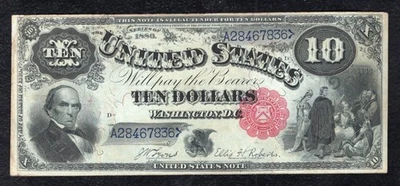 FR. 113 1880 $10 “JACKASS” MONEDA DE CURSO LEGAL BILLETES DE ESTADOS UNIDOS SOBRE SIN CIRCULAR Foto 1 de 2