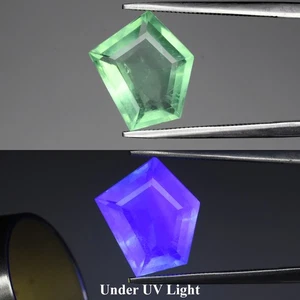 π 5.67ct 12.2x10.3mm Fancy Natural Green Fluorite - Color Change Under UV Light - Picture 1 of 6