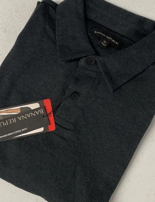 NEW Banana Republic Men's Luxe Touch Performance Polo Shirt BLACK Cotton MEDIUM - Image 1 of 4