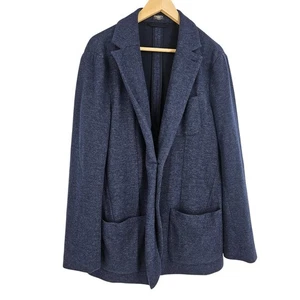 Faherty Inlet Knit Sweater Blazer Blue Wool Blend Two-button Long Sleeve Size L - Picture 1 of 9