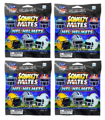 PARTY ANIMAL 4 packs - SqueezyMates Gravity Feed NFL Helmets Mystery Packs - Series 1