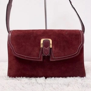 Bolso de Hombro GUCCI Vintage GG Gamuza Burdeos - Imagen 1 de 20