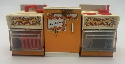 Orange Durham Acero Casa de Muñecas Juego de Cocina Metal Nevera Estufa Lavavajillas con Manivela Foto 1 de 4