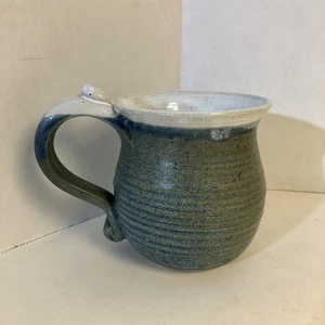 Bridget Hauser Studio Pottery Mug Blue Teal White Excellent Condition & Balance - Picture 1 of 5