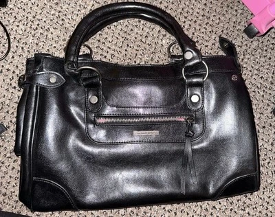 Bolsa de viagem vintage Victoria Secret de couro preta Weekender 19x7x14” - Imagem 1 de 4