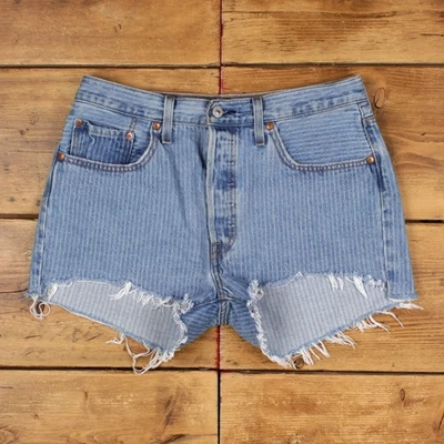 Vintage Levi's Denim Shorts 32 Levis 501 Raw Hem Jorts Stonewash Hot Pants - Image 1 of 4