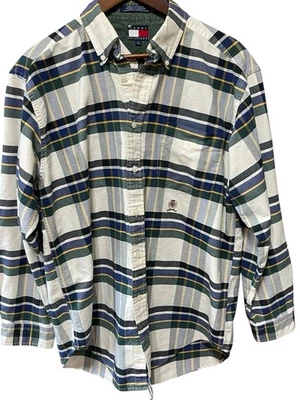 Camisa Tommy Hilfiger Años 90 De Colección Manga Larga Con Botones Para Hombre Mediana A Cuadros Y2K Foto 1 de 4