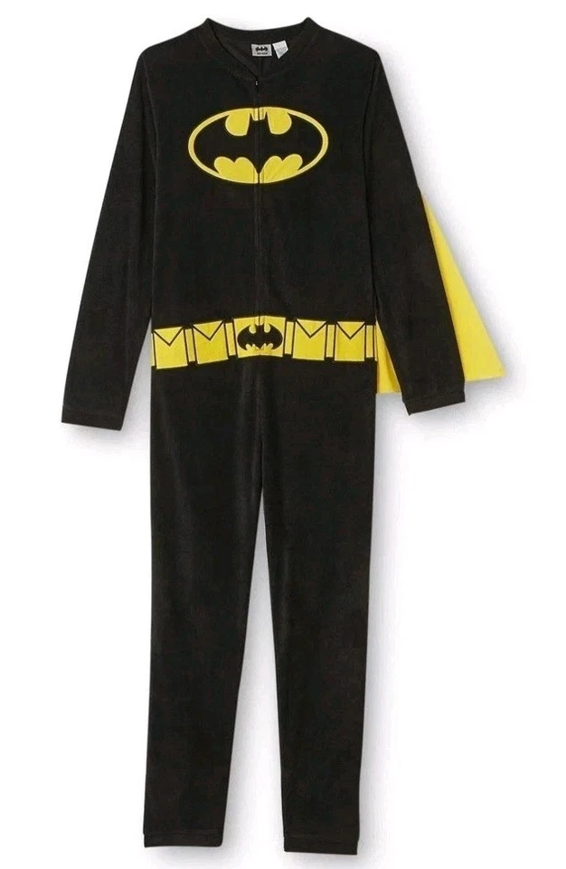 Batman One Piece Fleece Pajamas Men Women S Union Suit Cape Costume Superhero - Image 1 of 4
