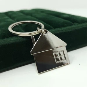 House Shaped Silver Tone Keychain Charm - Picture 1 of 6
