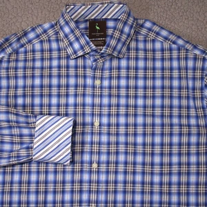 TAILORBYRD Hemd Herren Large Blau Tartan Knopf Langarm Oxford - Bild 1 von 18