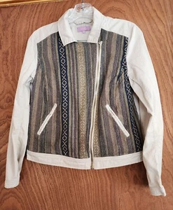 Giacca Harper donna taglia M moto asimmetrica zip azteca ricamata 100% cotone - Foto 1 di 6