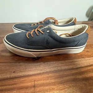 Polo Ralph Lauren Keaton Pony Mens Canvas Sneaker Shoes Size 12 Herringbone NEW - Picture 1 of 5