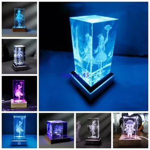 Genshin Impact 3D Carved Colorful Keqing Kamisato Ayaka Crystal Lamp Night Light - Picture 1 of 32