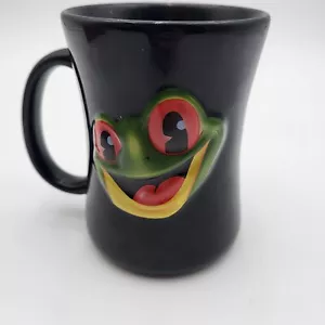 Taza de café Rainforest Café negra con logotipo en relieve de rana Landry's cerámica 12 oz - Imagen 1 de 8