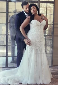 Maggie Sottero Women's Wedding Dress Size 22 Ivory With Blush Underlay  - Picture 1 of 8