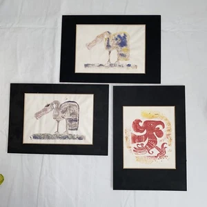 3 obras de arte de colección enmarcadas en jabalí por SUSAN THOMAS El pájaro acuático-pájaro estilístico - Imagen 1 de 13