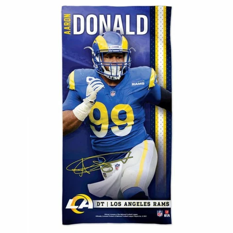 AARON DONALD LOS ANGELES RAMS SPECTRA BEACH TOWEL 30"X60" COTTON PLUSH Cover