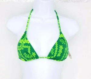 Womens bikini top triangle green floral swimwear - Picture 1 of 2