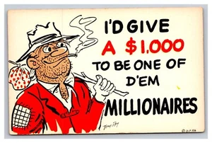 Vintage Early 1900s Comic Postcard Give $1000 To Be One Of Dem Millionaires - Picture 1 of 2