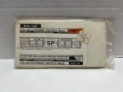 Walthers HO Southern Pacific Box Car Decals Gray 89-14 Made In 1958 - Image 1 of 2