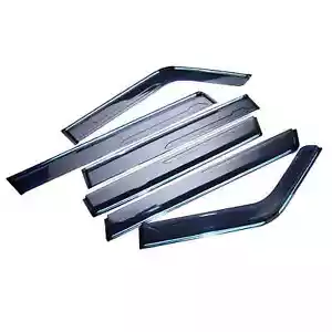 Protected Car Rain Guard with Chrome Liner Durable Door Visor Set - Picture 1 of 4