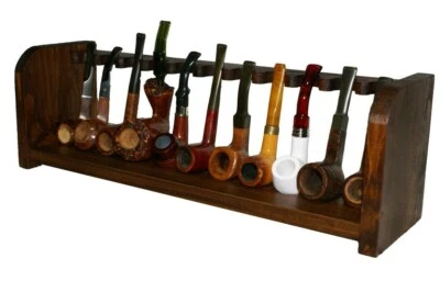 Portapipe da tavolo 11 posti noce fumatori per tutte le pipe arredo poggia pipa - Immagine 1 di 4