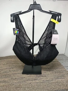 Bali Womens M Comfort Revolution Scallop Lace Wirefree Bralette DF6595 Black NWT - Picture 1 of 7