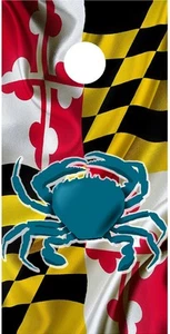 Maryland State Flag blue crab cloth style cornhole board game decal wraps - Picture 1 of 1