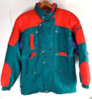 Veste de ski vintage homme Descente manteau bloc de couleurs logo à capuche multipoches taille XL