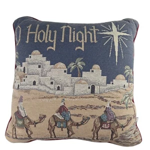 Vintage Riverdale O Holy Night Tapestry 15 x 15 Holiday Pillow Grandmacore - Picture 1 of 8