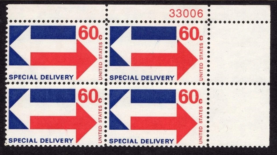 United States Scott #E23 VF MNH 1971 60 Cent Special Delivery Plate Block 33006 - Image 1 of 1