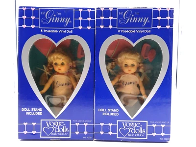 Muñecas Ginny 1984 muñeca de porcelana 8" muñecas Vogue con soporte y accesorios lote de 2 Foto 1 de 4