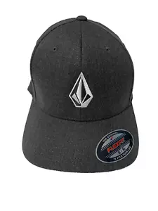 Volcom Hat Mens Flex Fit Embroidered Classic Logo Heather Charcoal Grey S/M - Picture 1 of 5