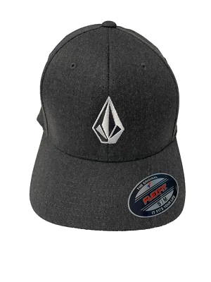 Volcom Hat Mens Flex Fit Embroidered Classic Logo Heather Charcoal Grey S/M - Image 1 of 4