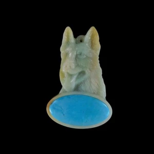 Geschnitzter Hund & eine Edelsteinperle GJ601034 - Bild 1 von 4