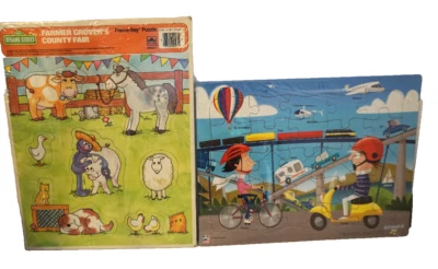 Lote de 2 rompecabezas de imágenes animales de calle Sésamo 1988 y vehículos 2016 Foto 1 de 4