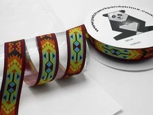 Aztec Jacquard Ribbon 1 1/2" (38mm) 3 yards colorful sewing border - Picture 1 of 2